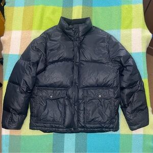 Vintage Gap Clothing Co Men’s Black Down Puffer Zip Button Up Jacket